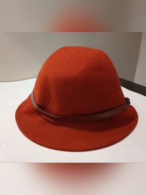 Filippo Catarzi Italy Red 100% Wool Fedora Bucket Hat Made In Italy